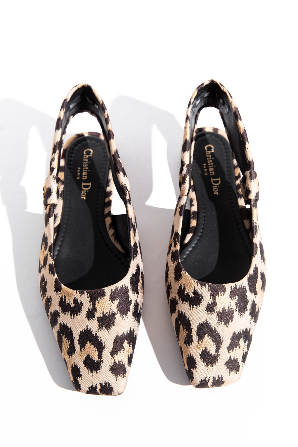 DIOR Tan Black Animal Print Slingback Flat (Sz. 39)