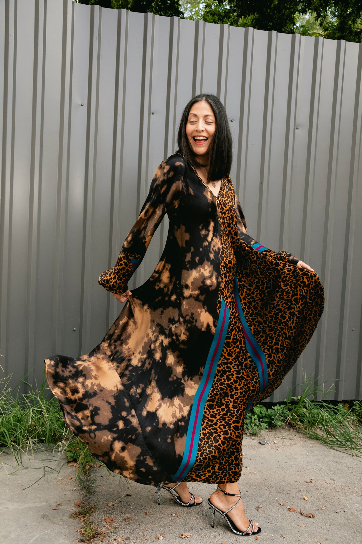 MES DEMOISELLES Silk Cheetah Printed Silk Long Sleeve Dress (Sz. XS)