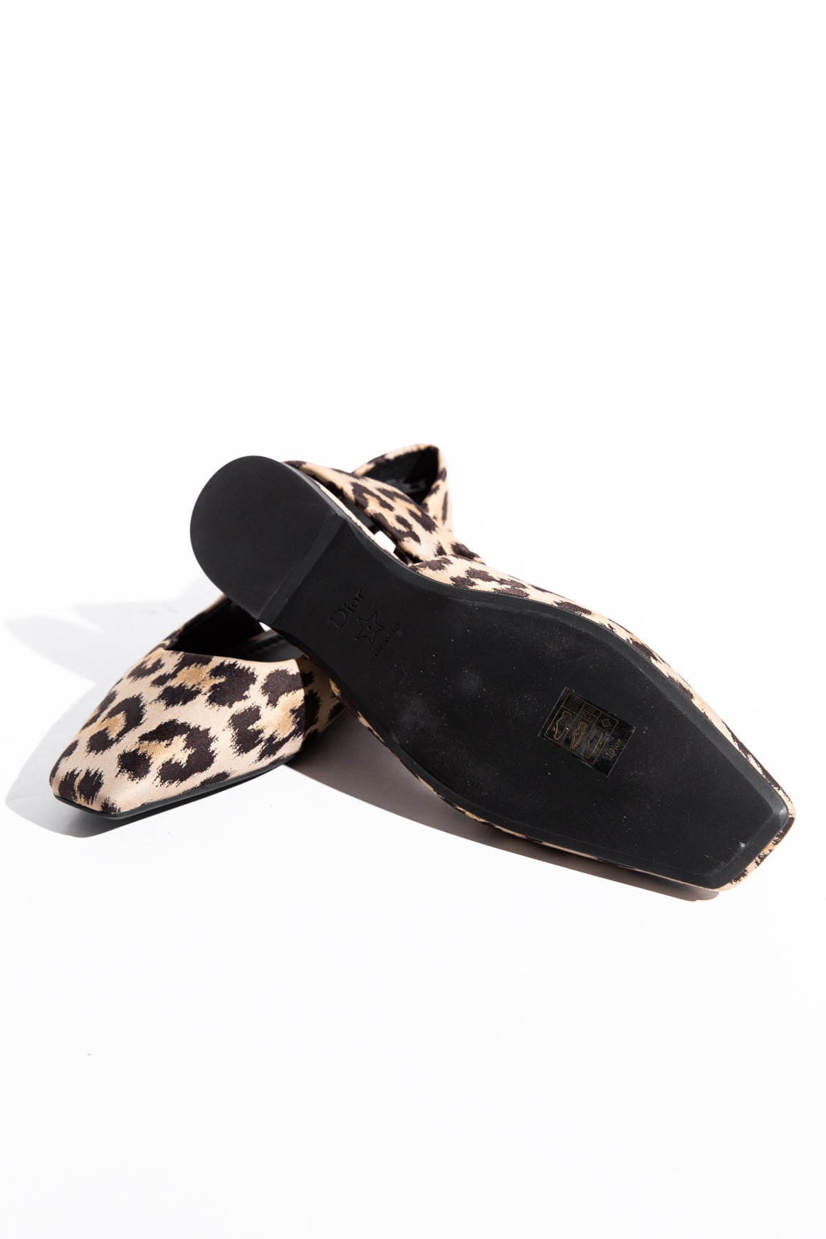 DIOR Tan Black Animal Print Slingback Flat (Sz. 39)