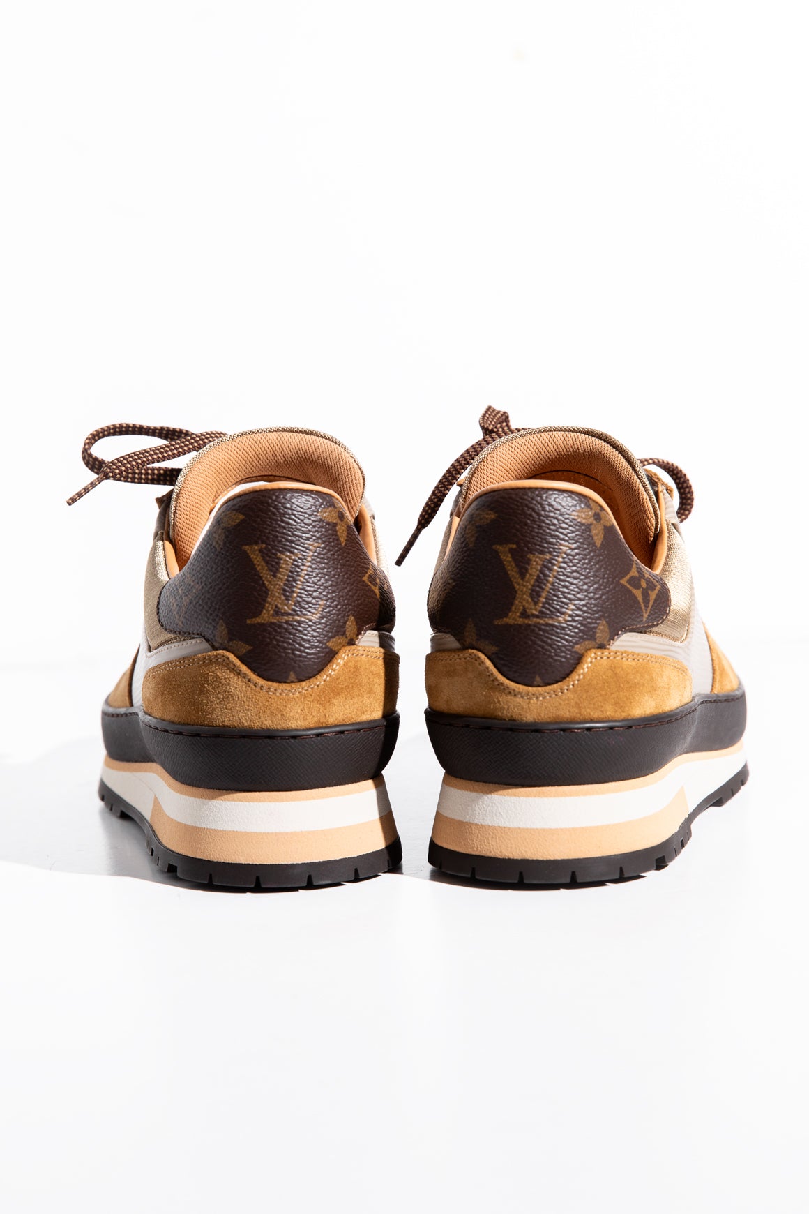 LOUIS VUITTON Tonal Brown Suede + Leather Sneakers (Sz 9 1/2)