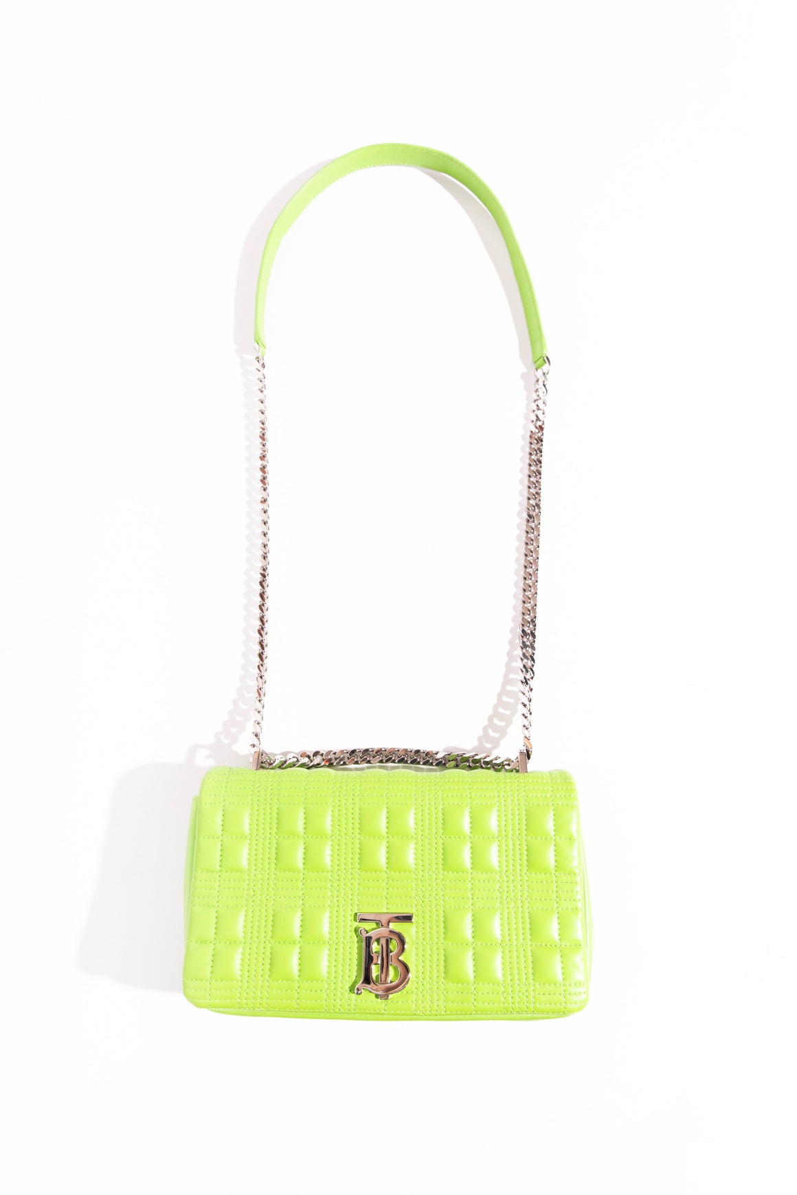 BURBERRY Lime Green Small "Lola" Quilted Shoulder Bag