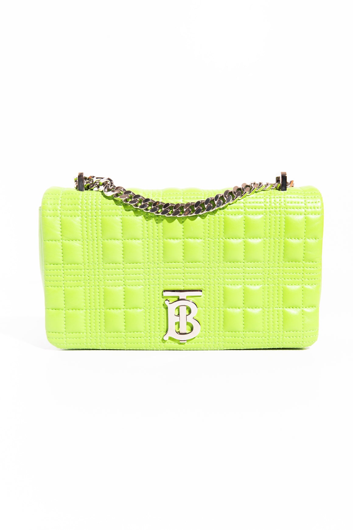 BURBERRY Lime Green Small "Lola" Quilted Shoulder Bag