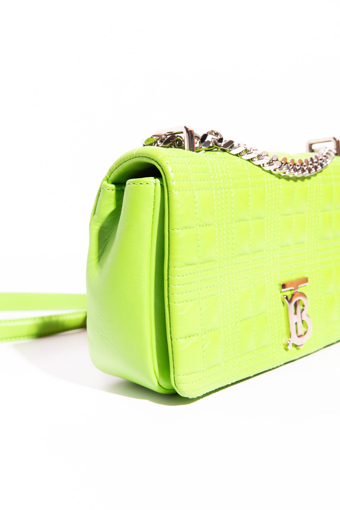 BURBERRY Lime Green Small "Lola" Quilted Shoulder Bag