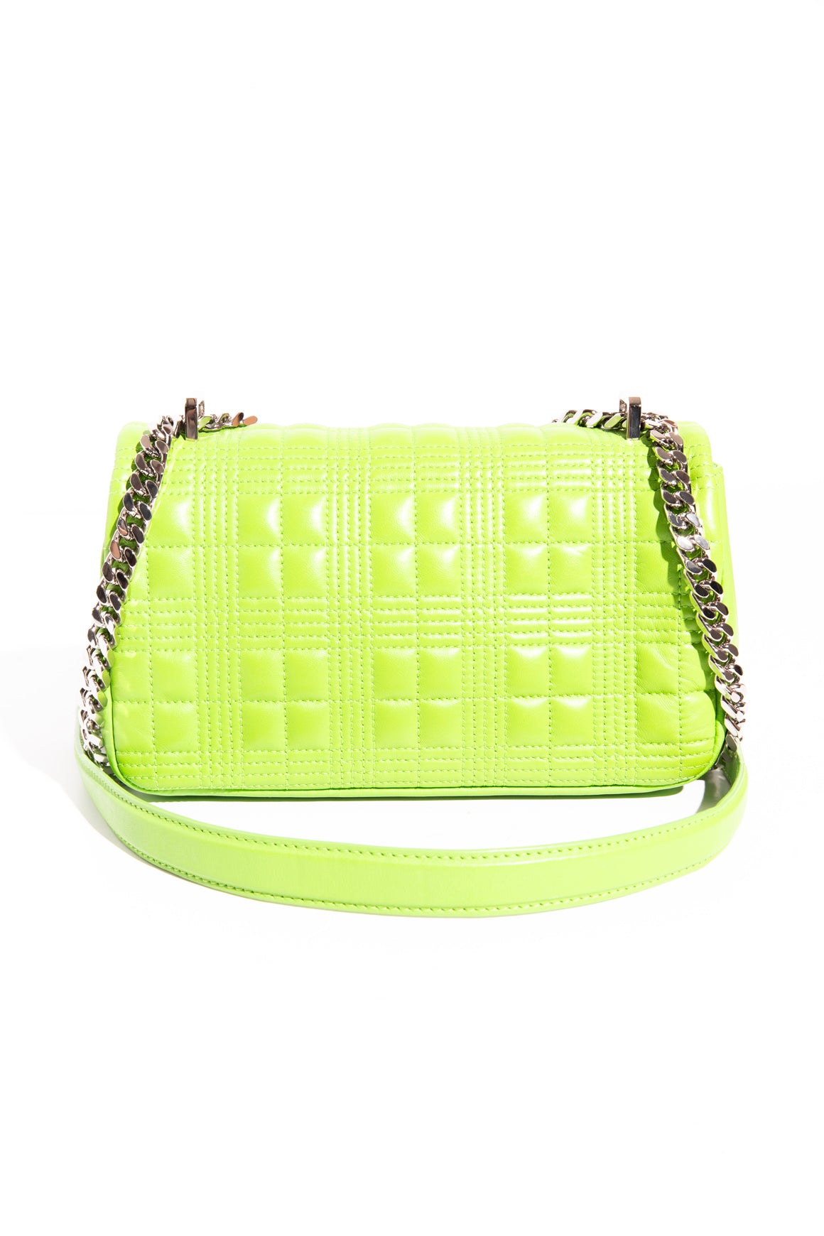 BURBERRY Lime Green Small "Lola" Quilted Shoulder Bag