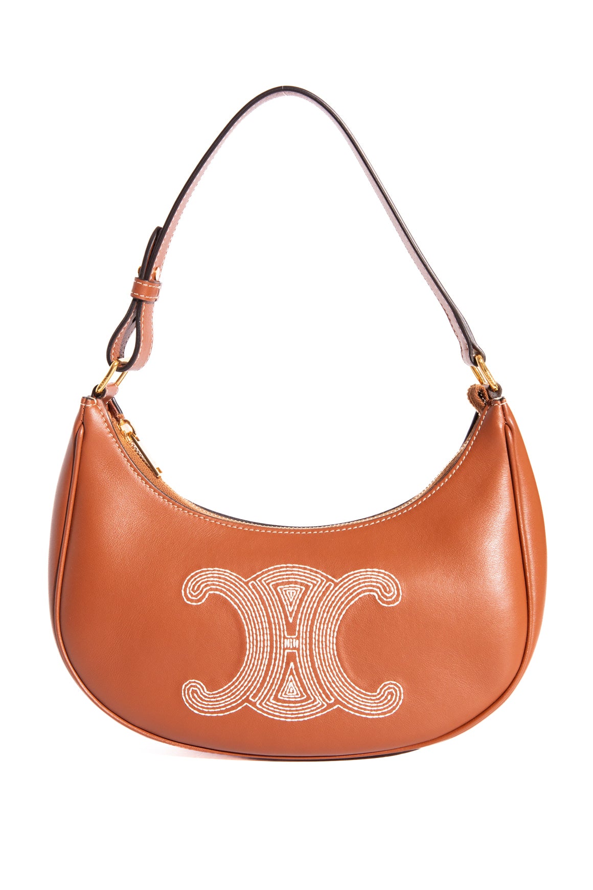 CELINE Tan Leather Stitched Triomphe Ava Bag