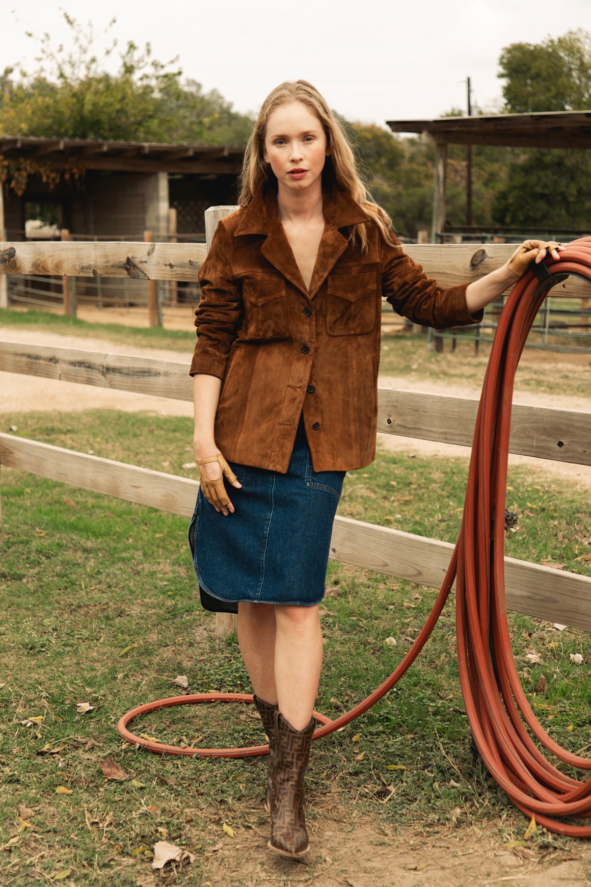 NILI LOTAN Suede Button Front Jacket (Sz. M)