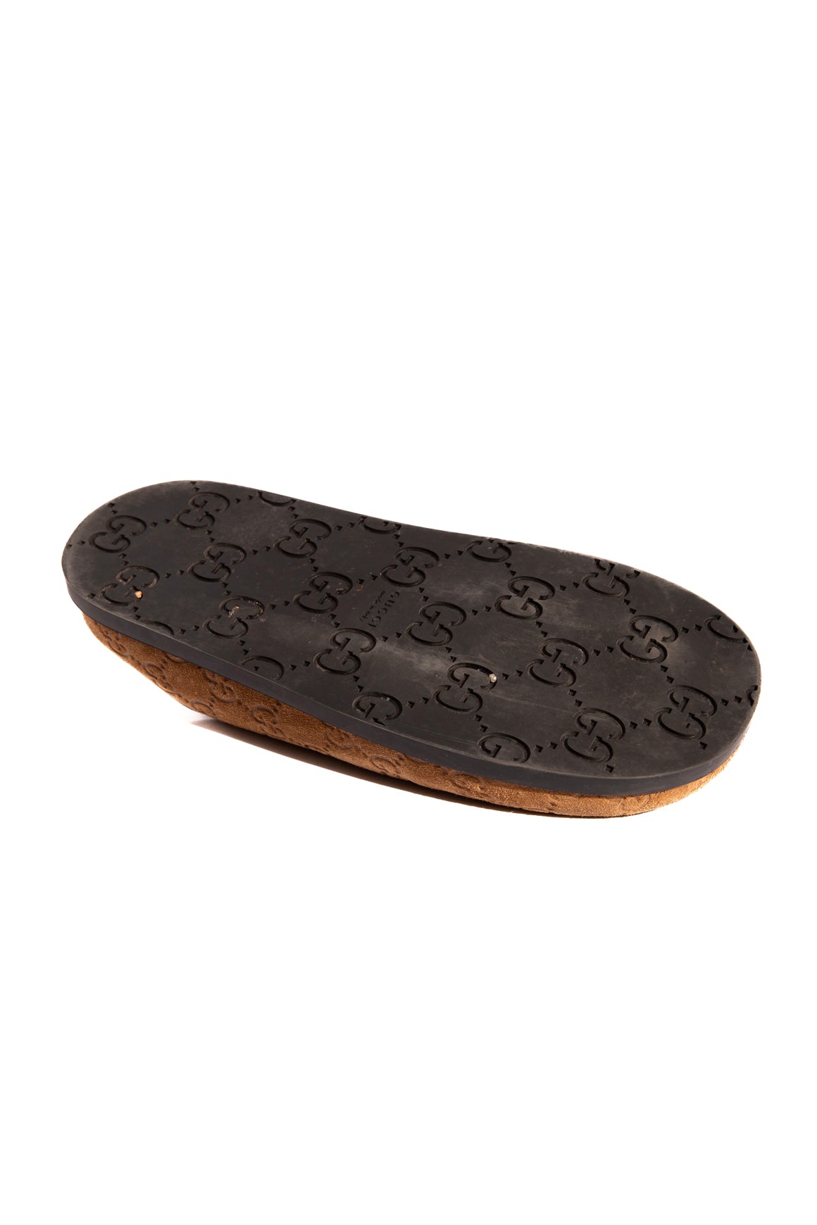 GUCCI Tan Suede GG Emboss Slide Clogs (Sz. 38.5)