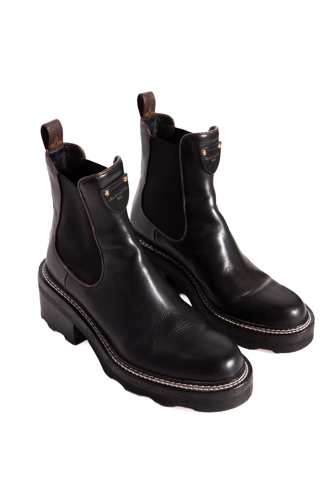 LOUIS VUITTON Black Platform Chelsea Boots (Sz. 39)