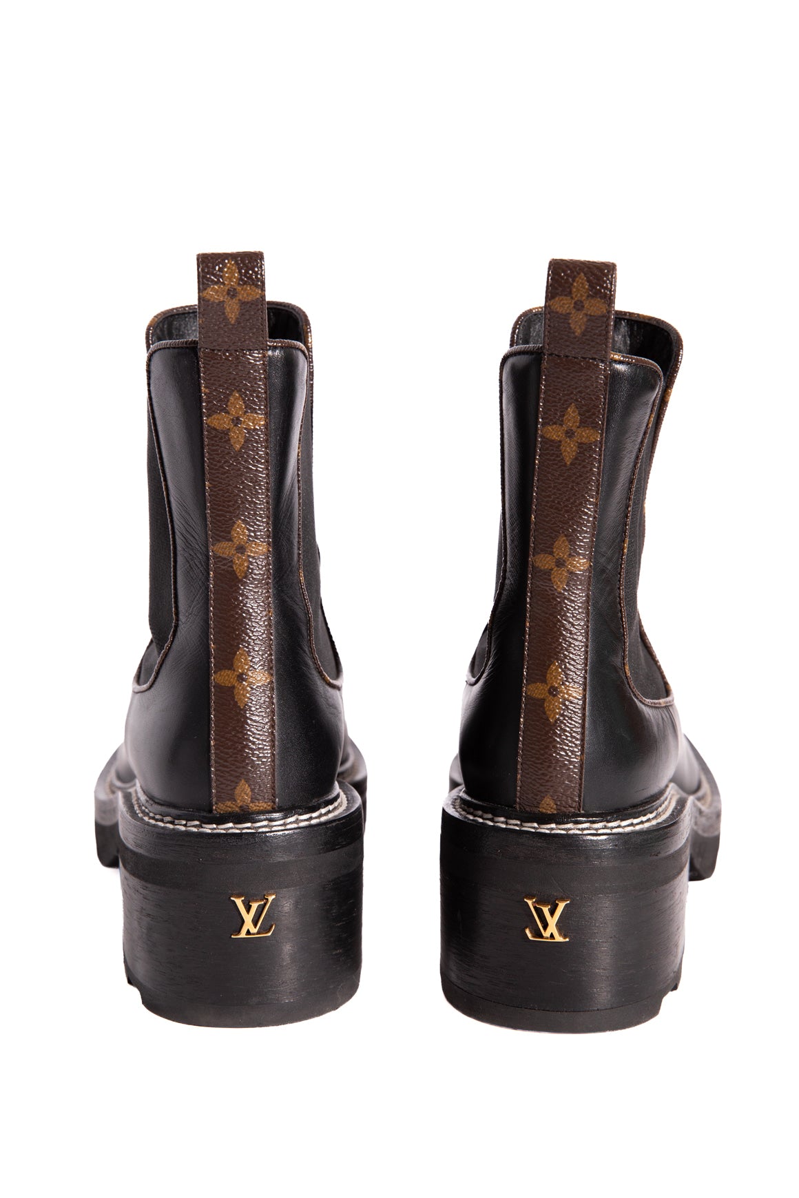 LOUIS VUITTON Black Platform Chelsea Boots (Sz. 39)