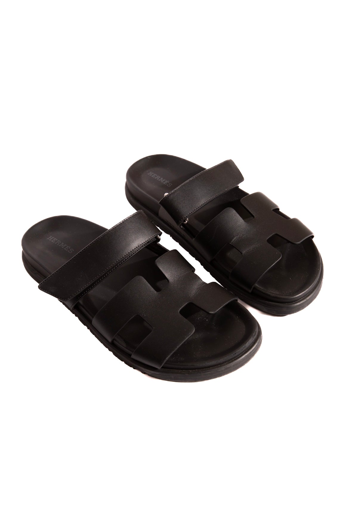 HERMES Black Chypre Velcro Sandals (Sz. 39)