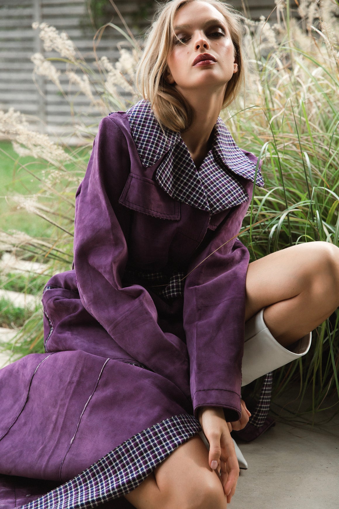 BOTTEGA VENETA Purple Suede Coat (Sz.48/10)
