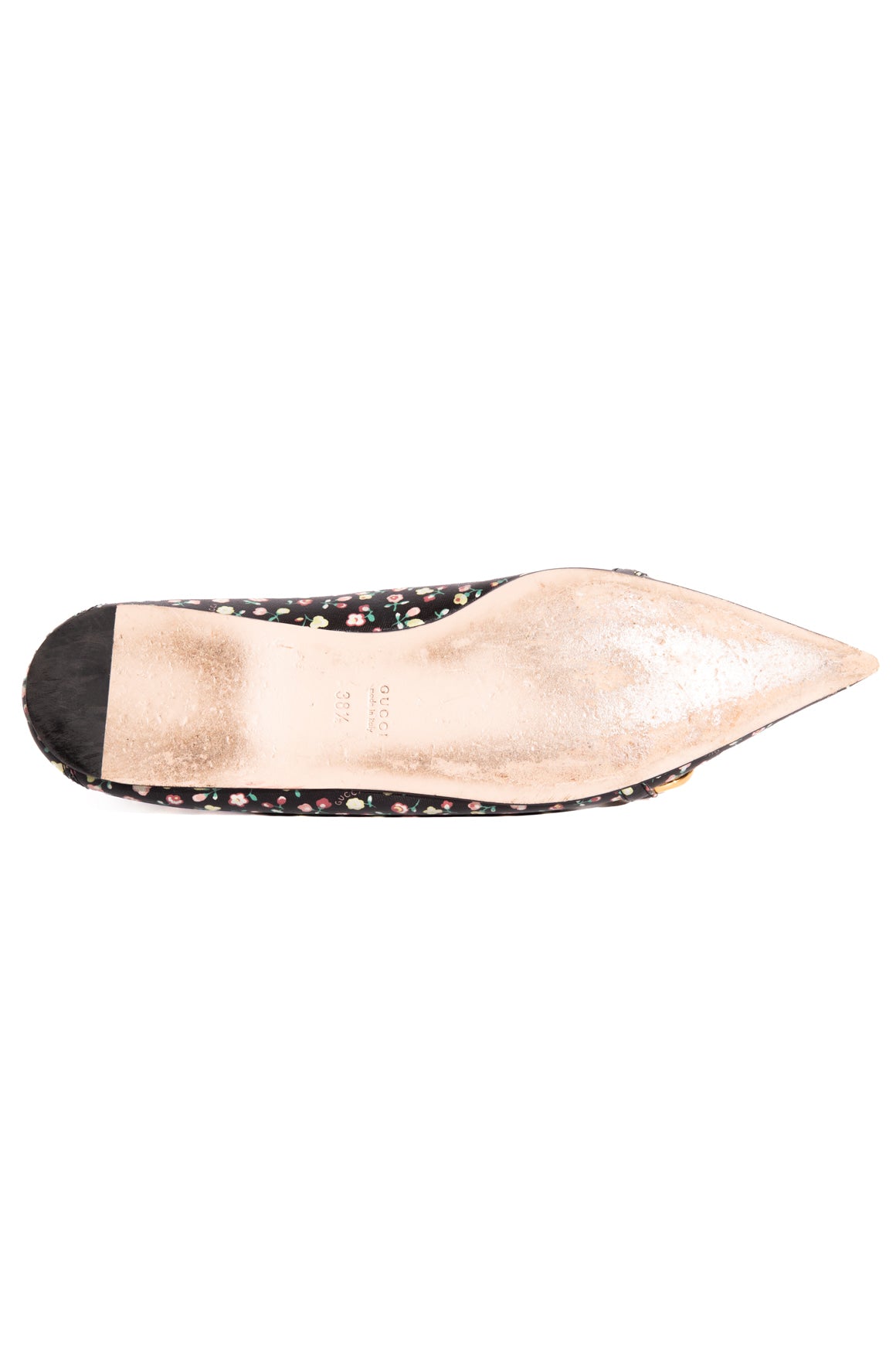 GUCCI Black Floral Horsebit Pointed Flats (Sz. 38)
