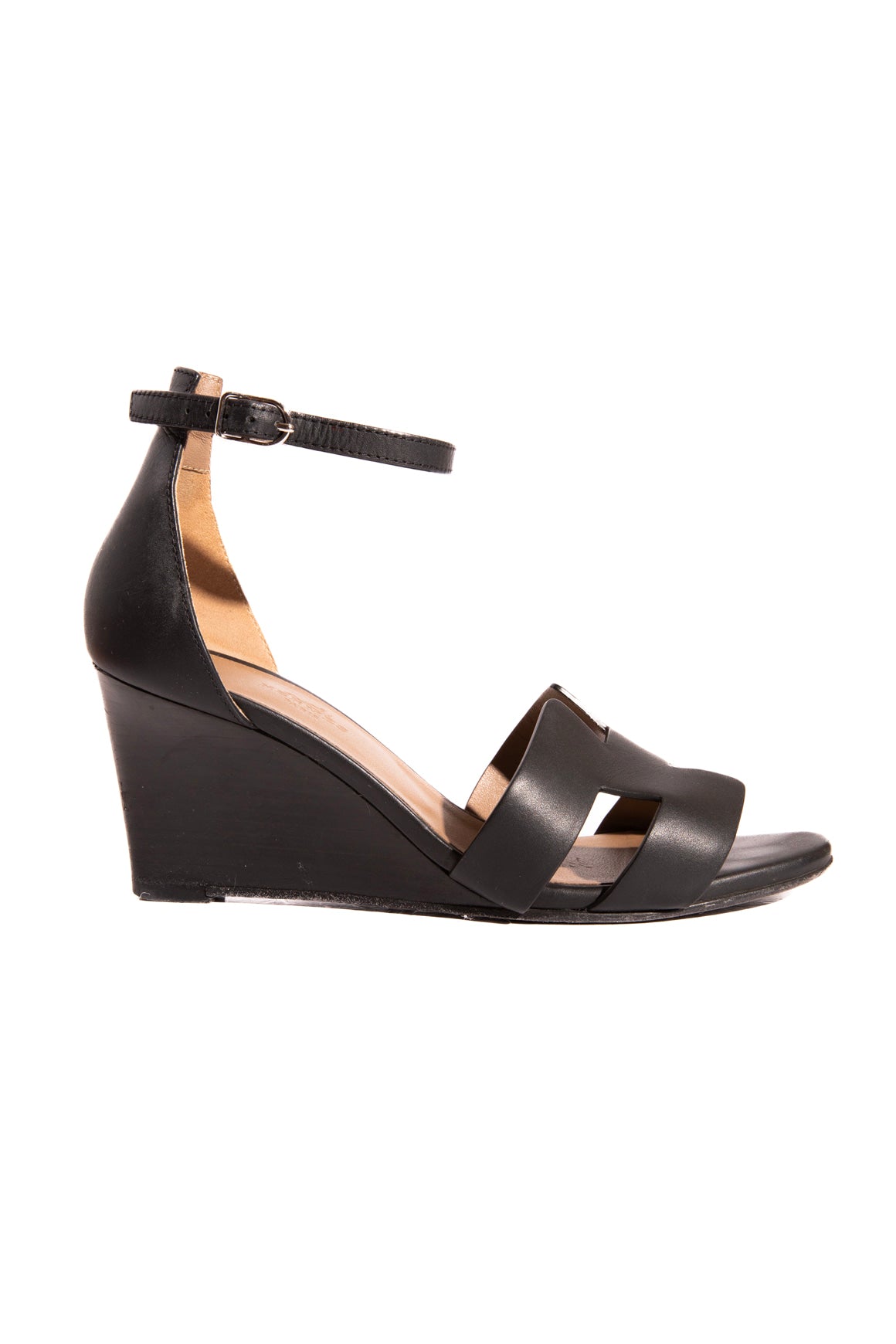 HERMES Black "Legend" Wedge Heels (Sz. 36)
