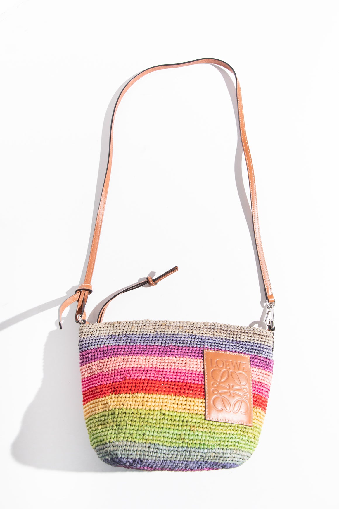 LOEWE Rainbow Stripe Raffia Crossbody