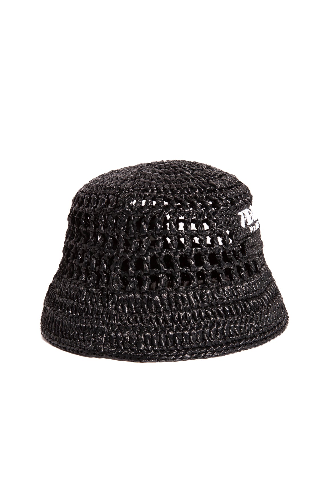 PRADA Black Raffia Bucket Hat