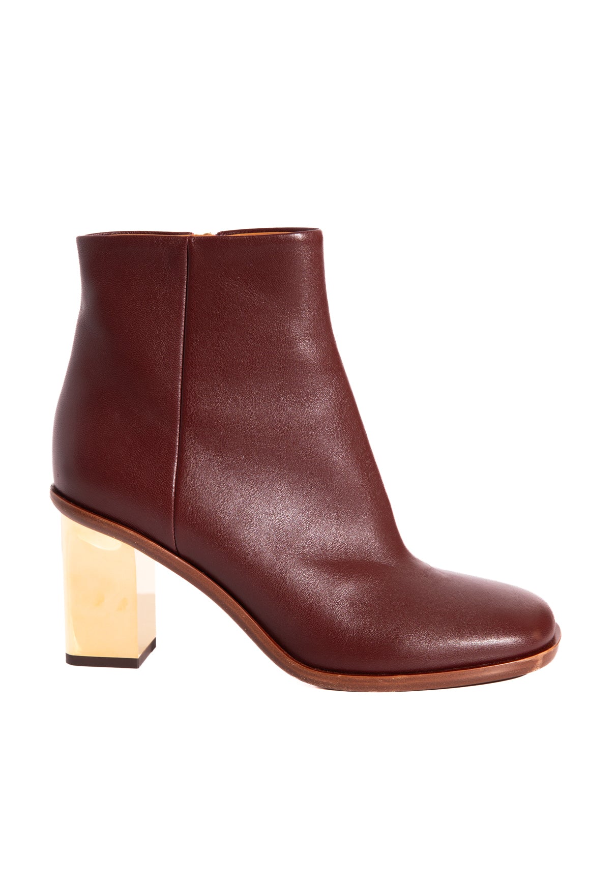 CHLOE Maroon Gold Heeled Booties (Sz. 38.5)