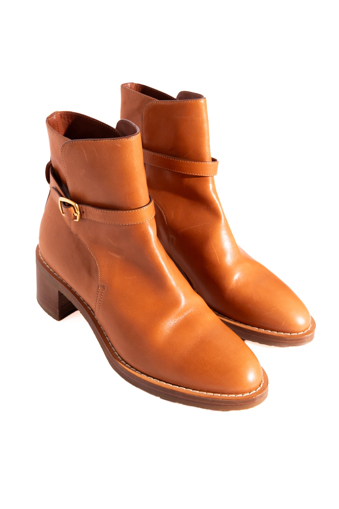 CELINE Tan Leather Ankle Boots (Sz. 41)