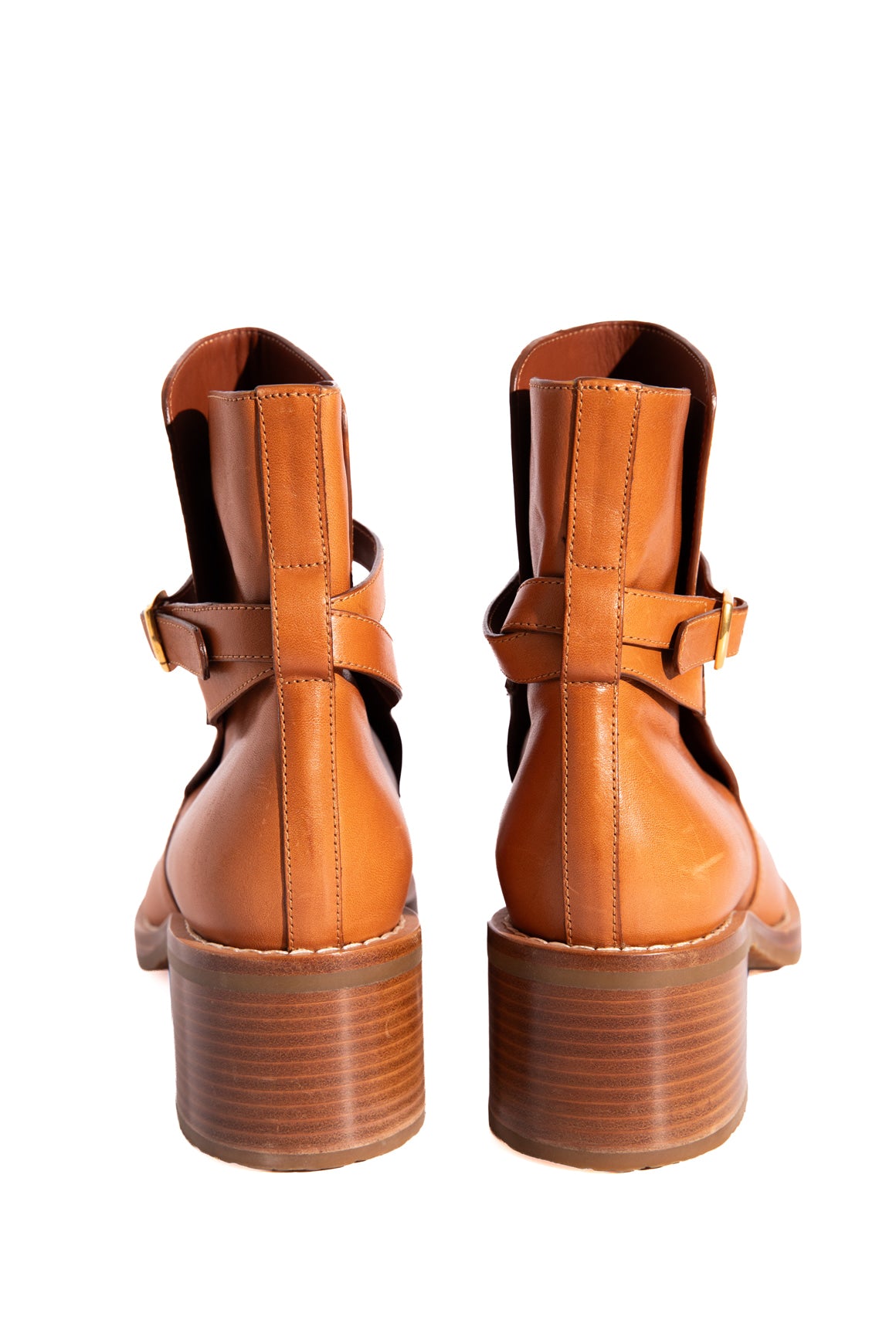 CELINE Tan Leather Ankle Boots (Sz. 41)