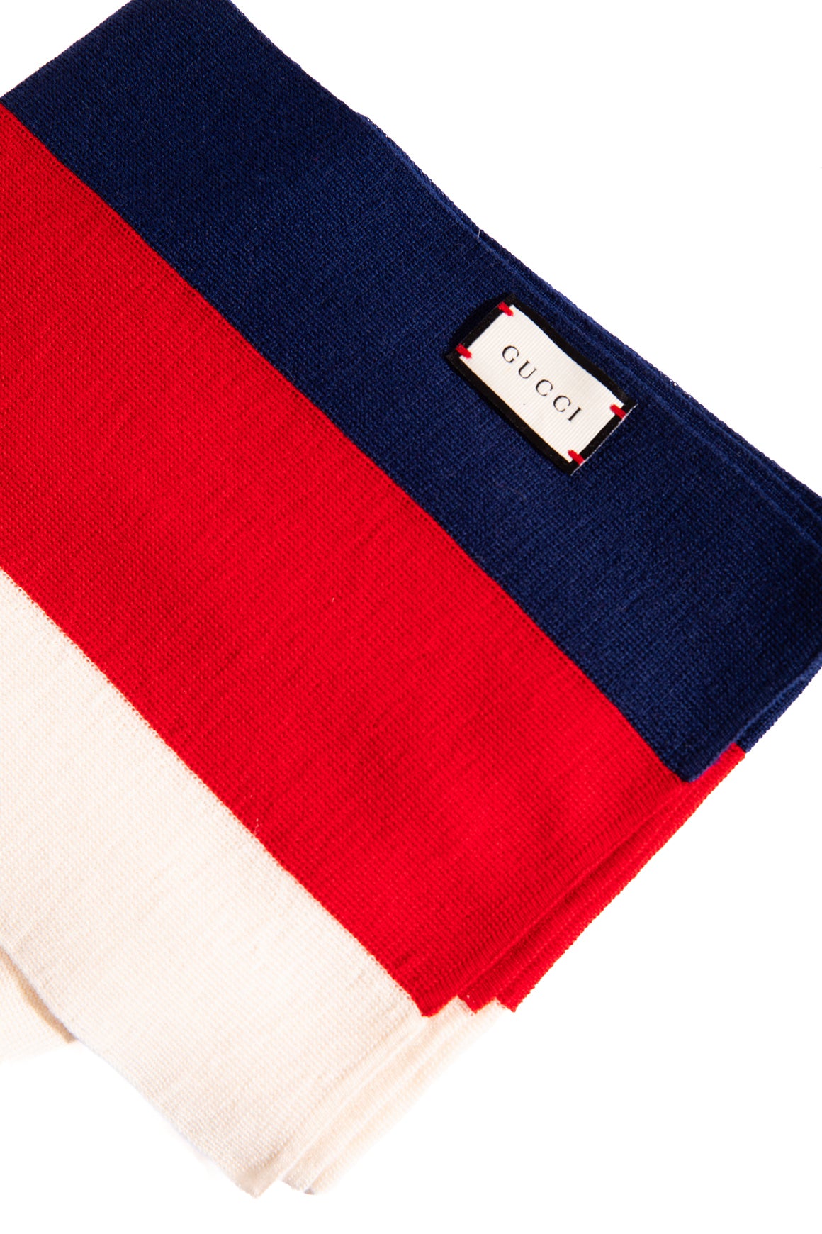 GUCCI Red, Navy & Cream Stripe Knit Scarf