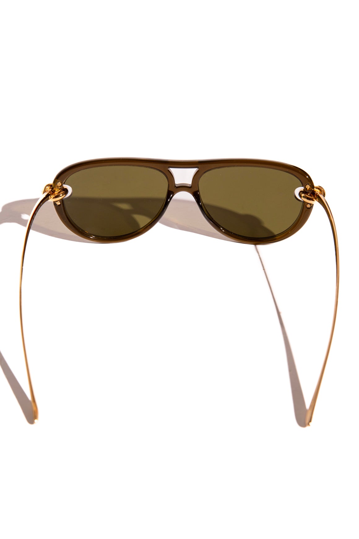 BOTTEGA VENETA Olive Gold Knot Aviator Sunglasses