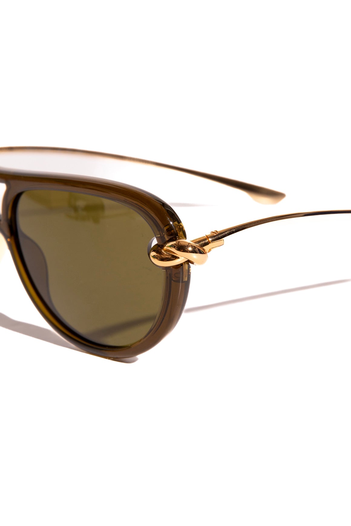 BOTTEGA VENETA Olive Gold Knot Aviator Sunglasses