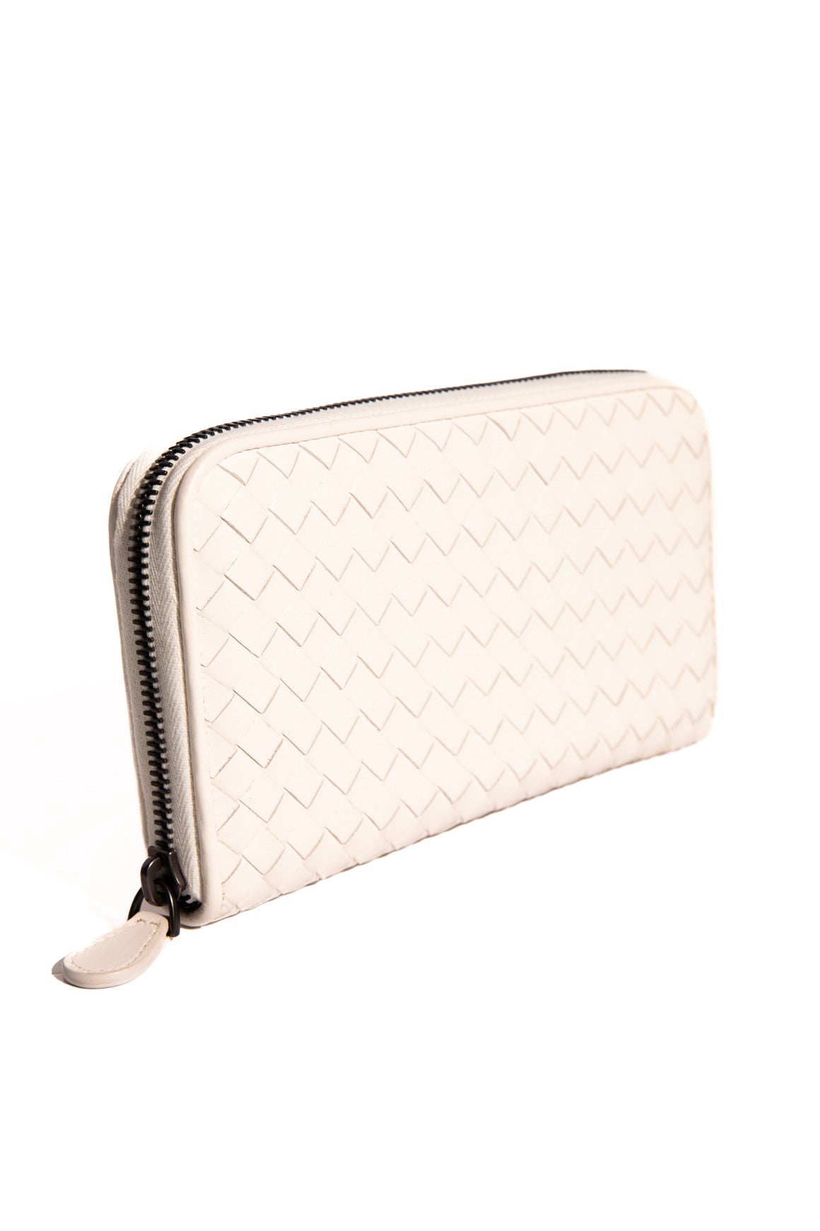 BOTTEGA VENETA White Intrecciato Long Zip Wallet