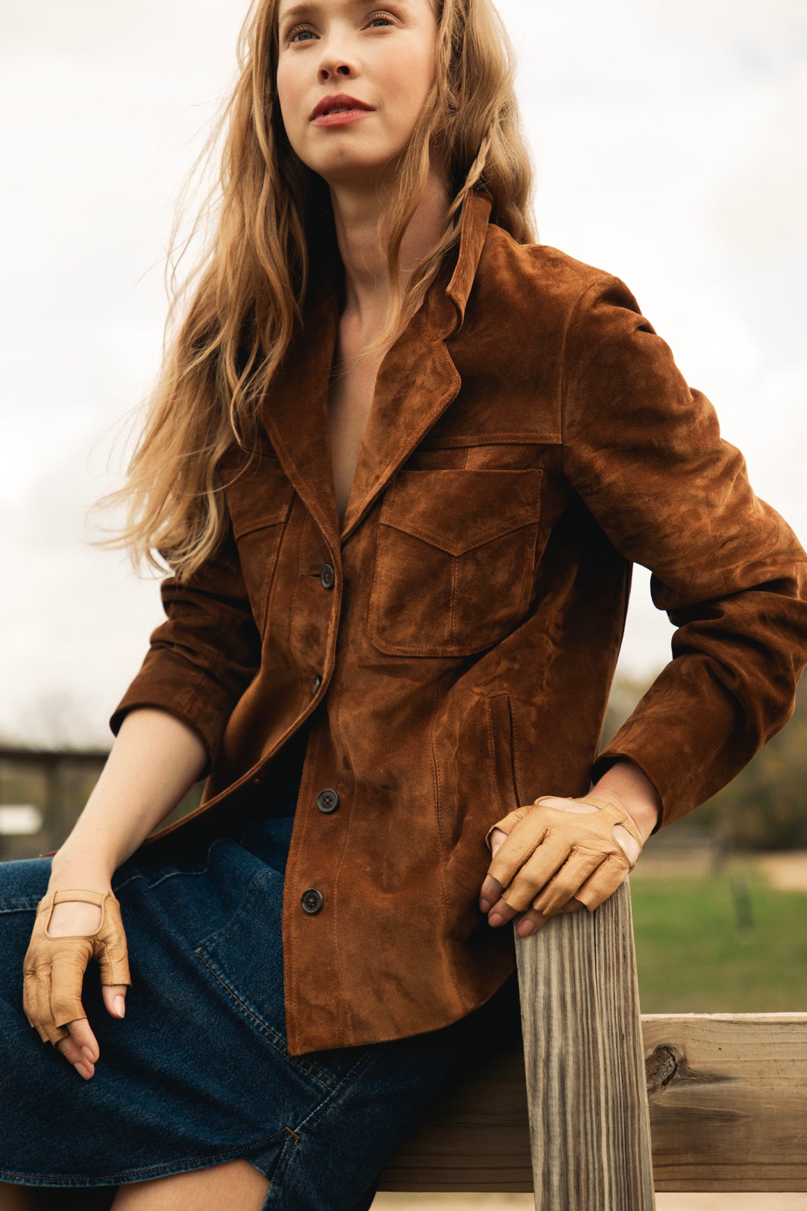 NILI LOTAN Suede Button Front Jacket (Sz. M)