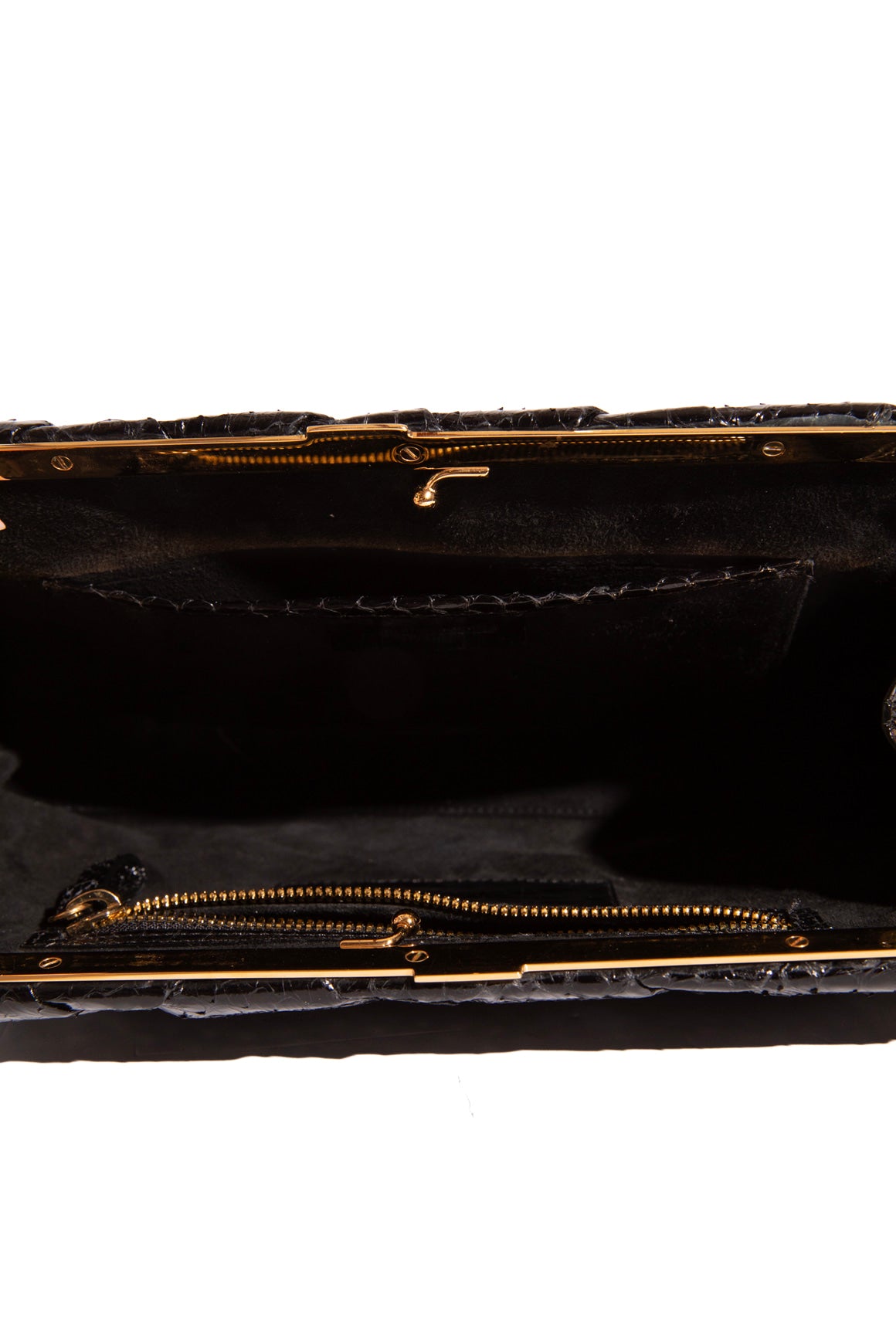 NANCY GONZALEZ Black Woven Crocodile Clutch