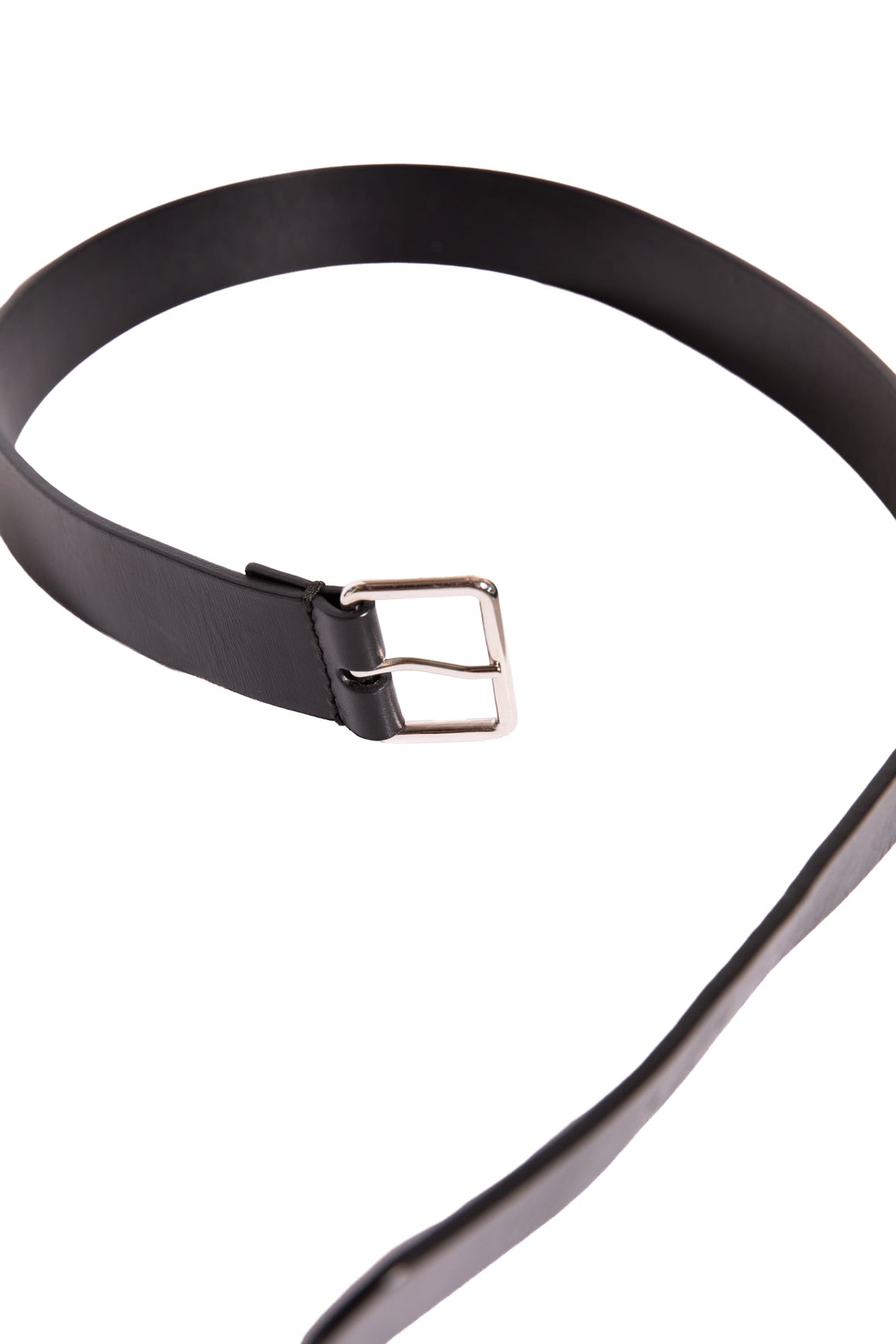 ALAIA Black Leather Silver Buckle Belt