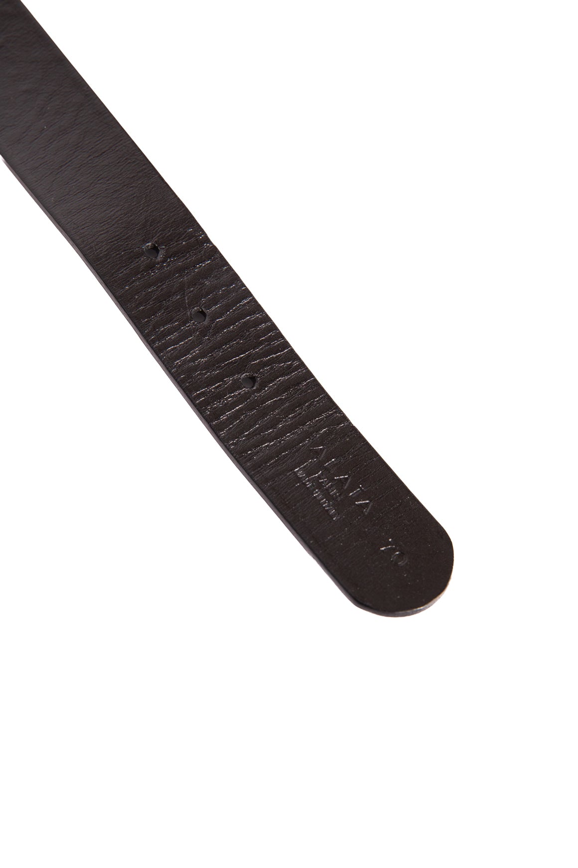 ALAIA Black Leather Silver Buckle Belt