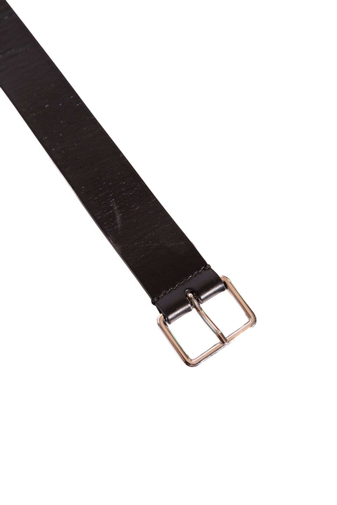 ALAIA Black Leather Silver Buckle Belt