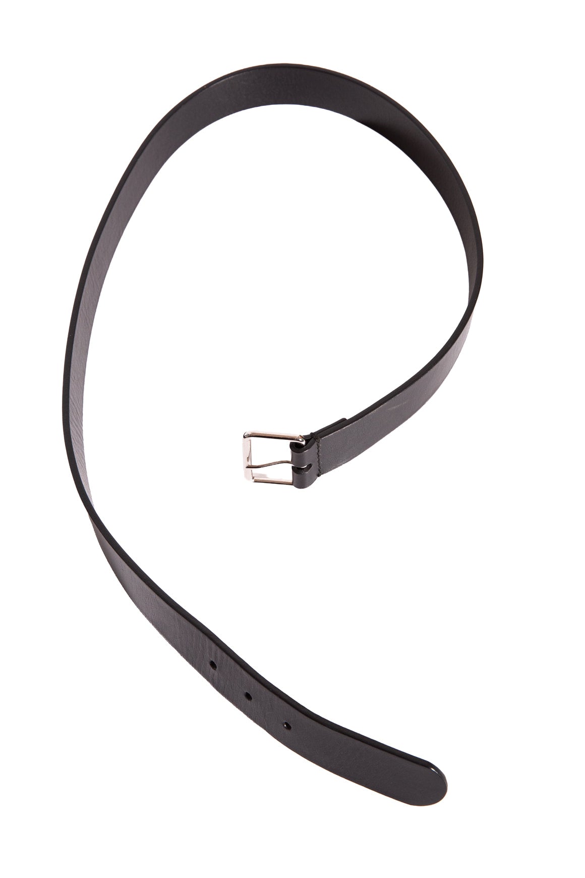 ALAIA Black Leather Silver Buckle Belt