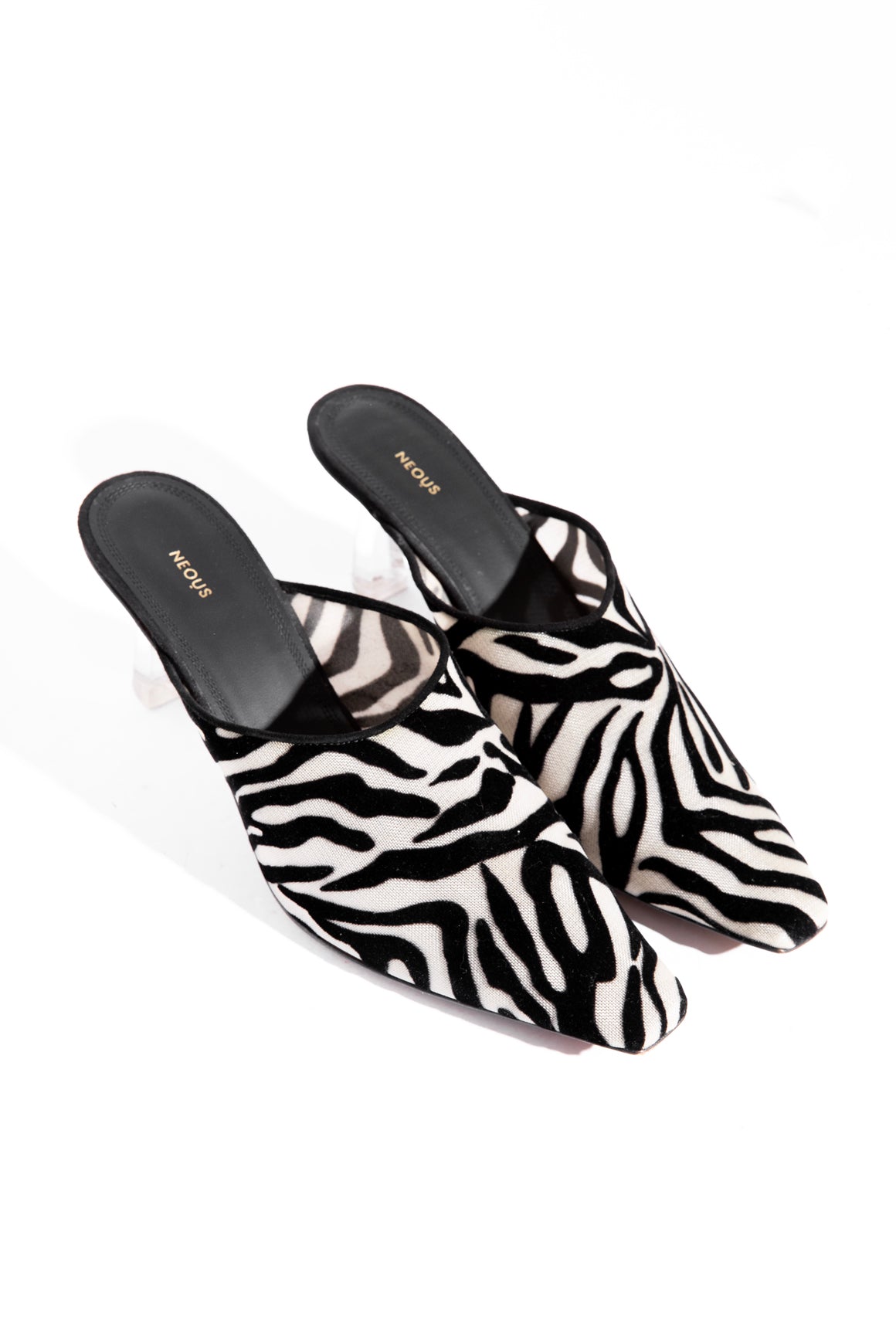 NEOUS Zebra Print Heeled Mules (Sz. 38.5)