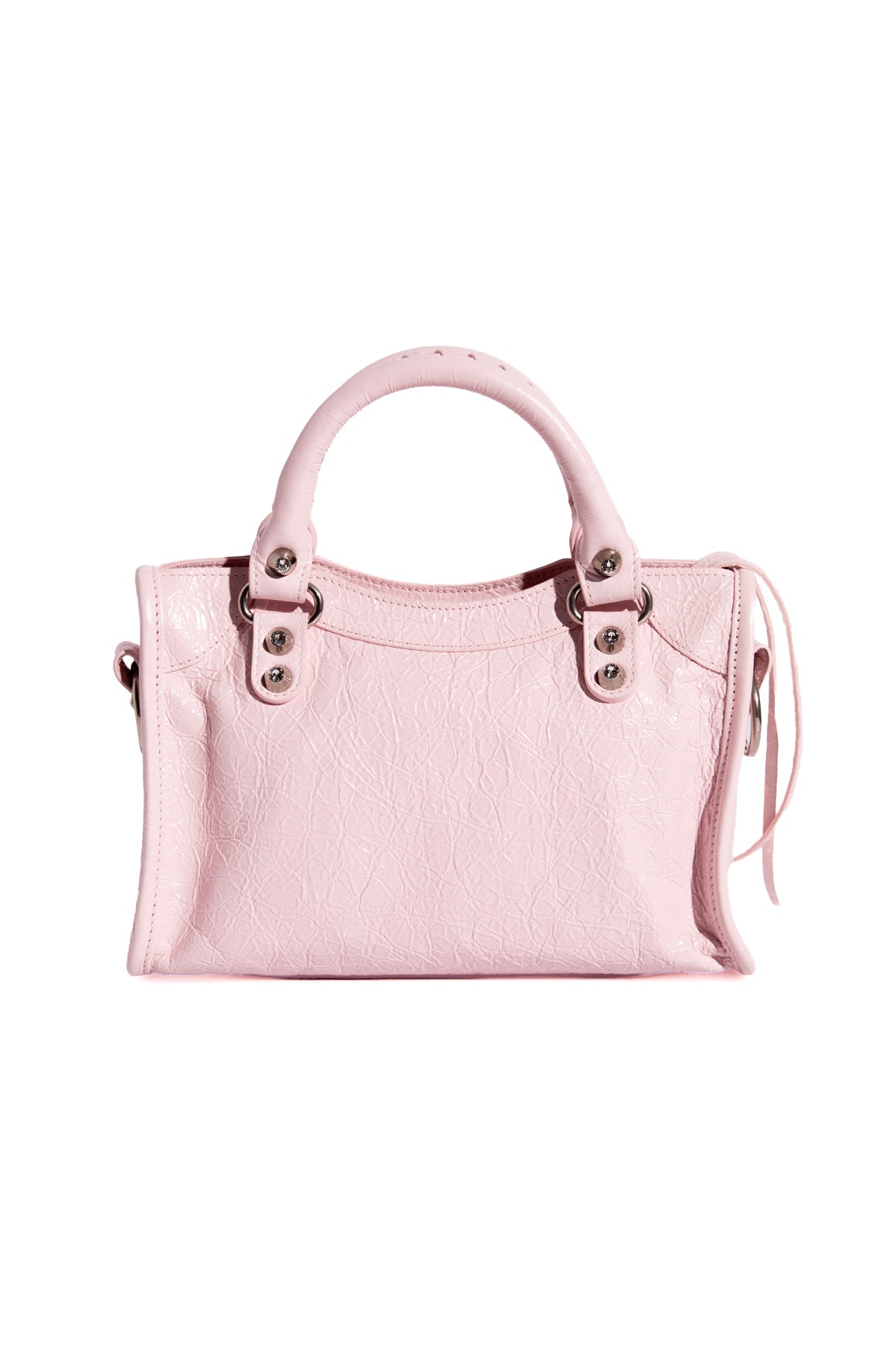 BALENCIAGA Light Pink Crystal Detail Mini City Bag