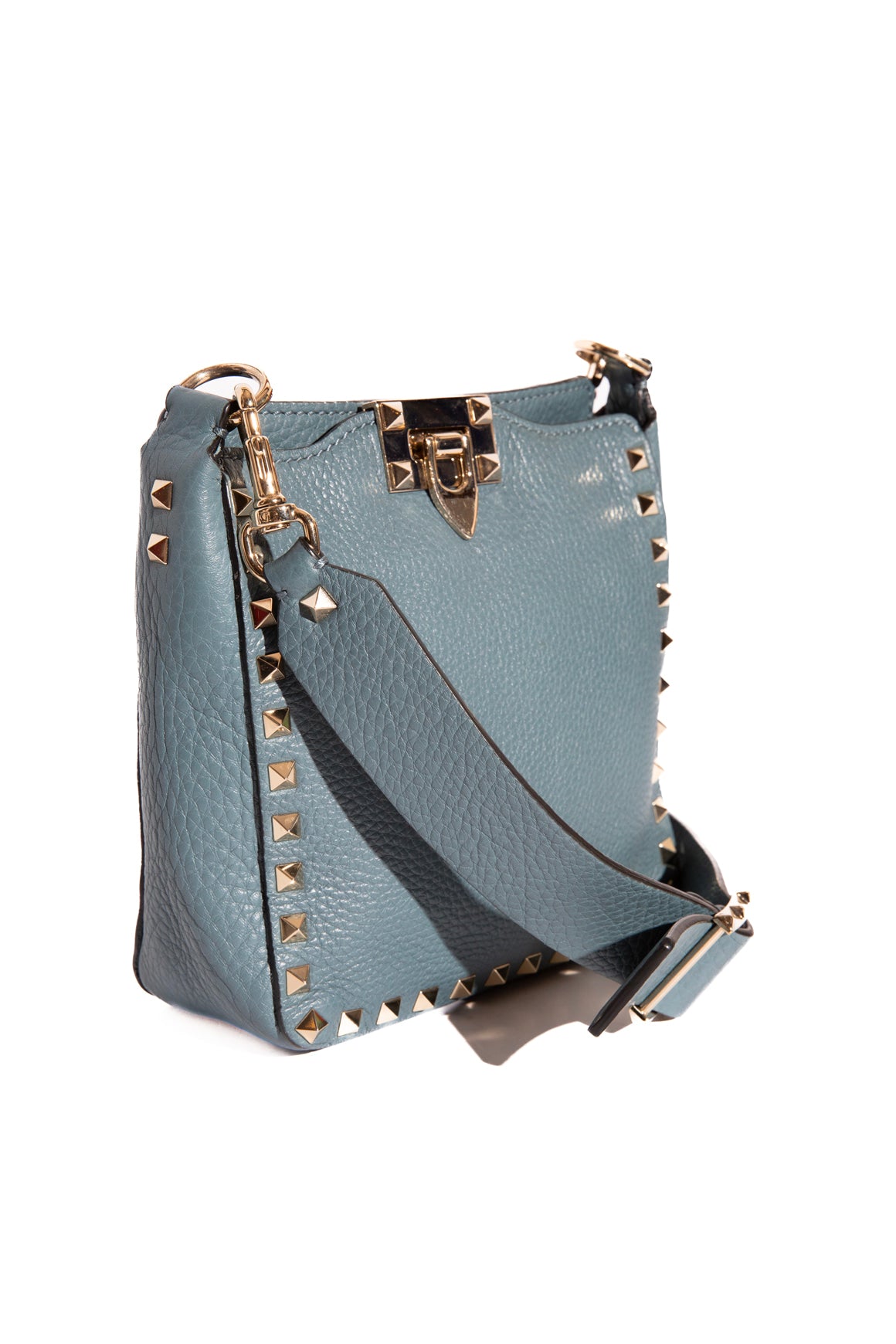VALENTINO Teal Rockstud Signature Crossbody Messenger