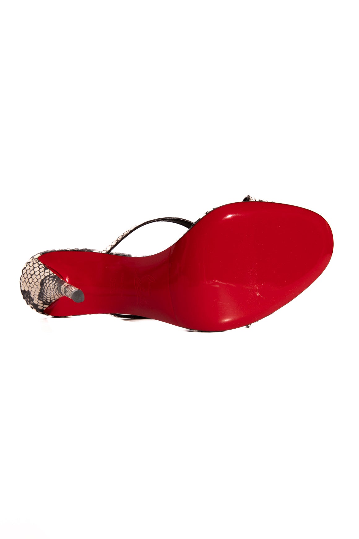 LOUBOUTIN Snakeskin Mulazee Cross 100 Heels (Sz. 38.5)