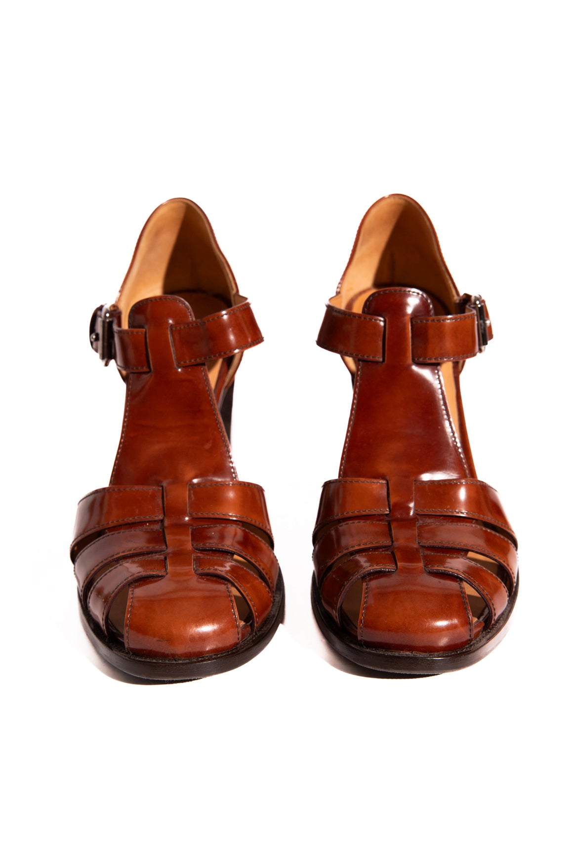 CHURCH'S Brown Leather Fisherman Heels (Sz. 37)