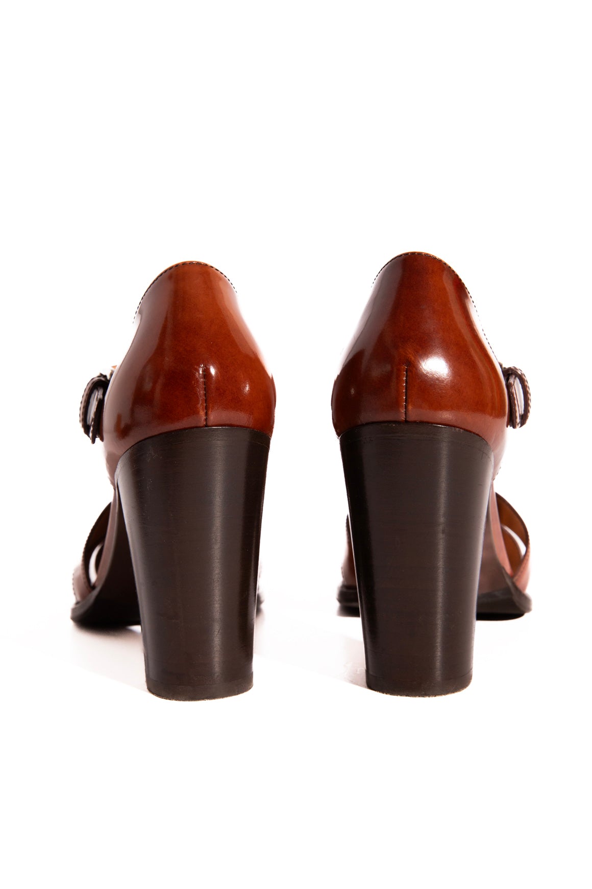 CHURCH'S Brown Leather Fisherman Heels (Sz. 37)