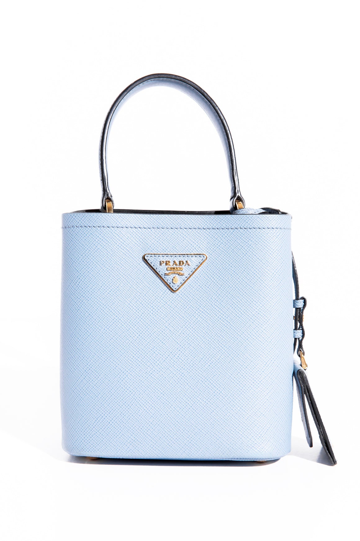 PRADA Blue "Panier" Saffiano Leather Mini Bag With Cardholder