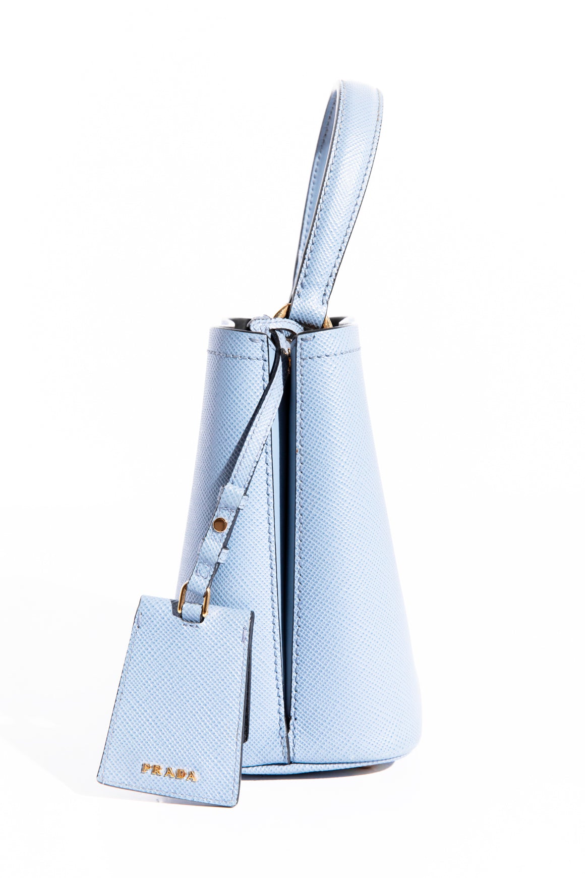 PRADA Blue "Panier" Saffiano Leather Mini Bag With Cardholder
