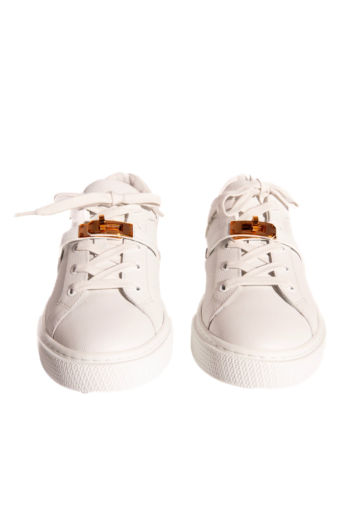 HERMES White Kelly Lock Low Top Sneakers (Sz. 41)