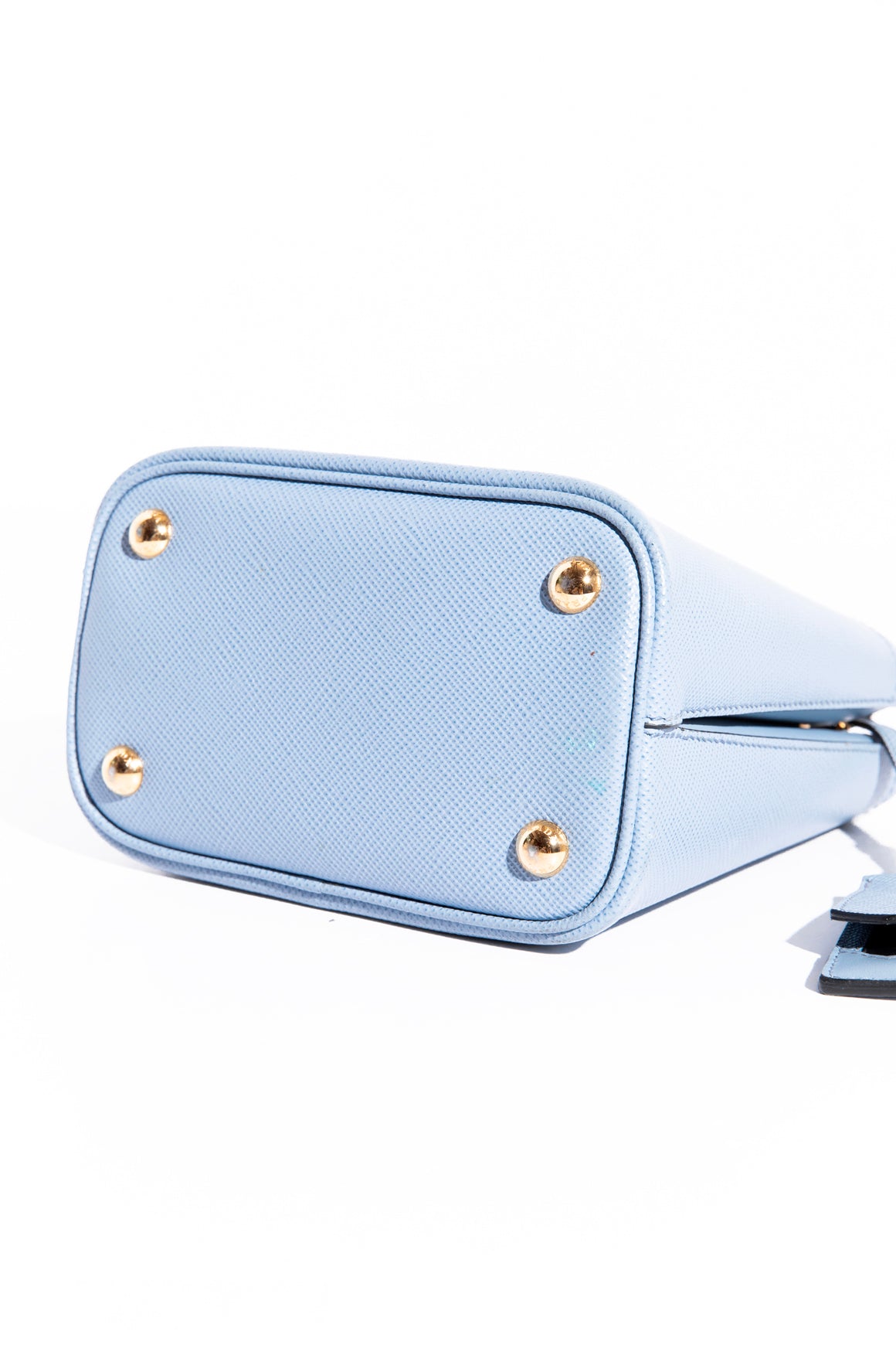 PRADA Blue "Panier" Saffiano Leather Mini Bag With Cardholder