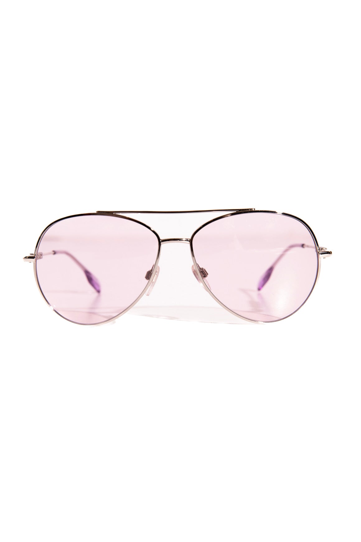 BURBERRY Silver & Purple Aviator Glasses