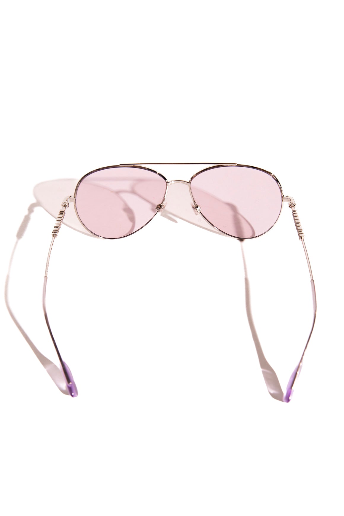 BURBERRY Silver & Purple Aviator Glasses