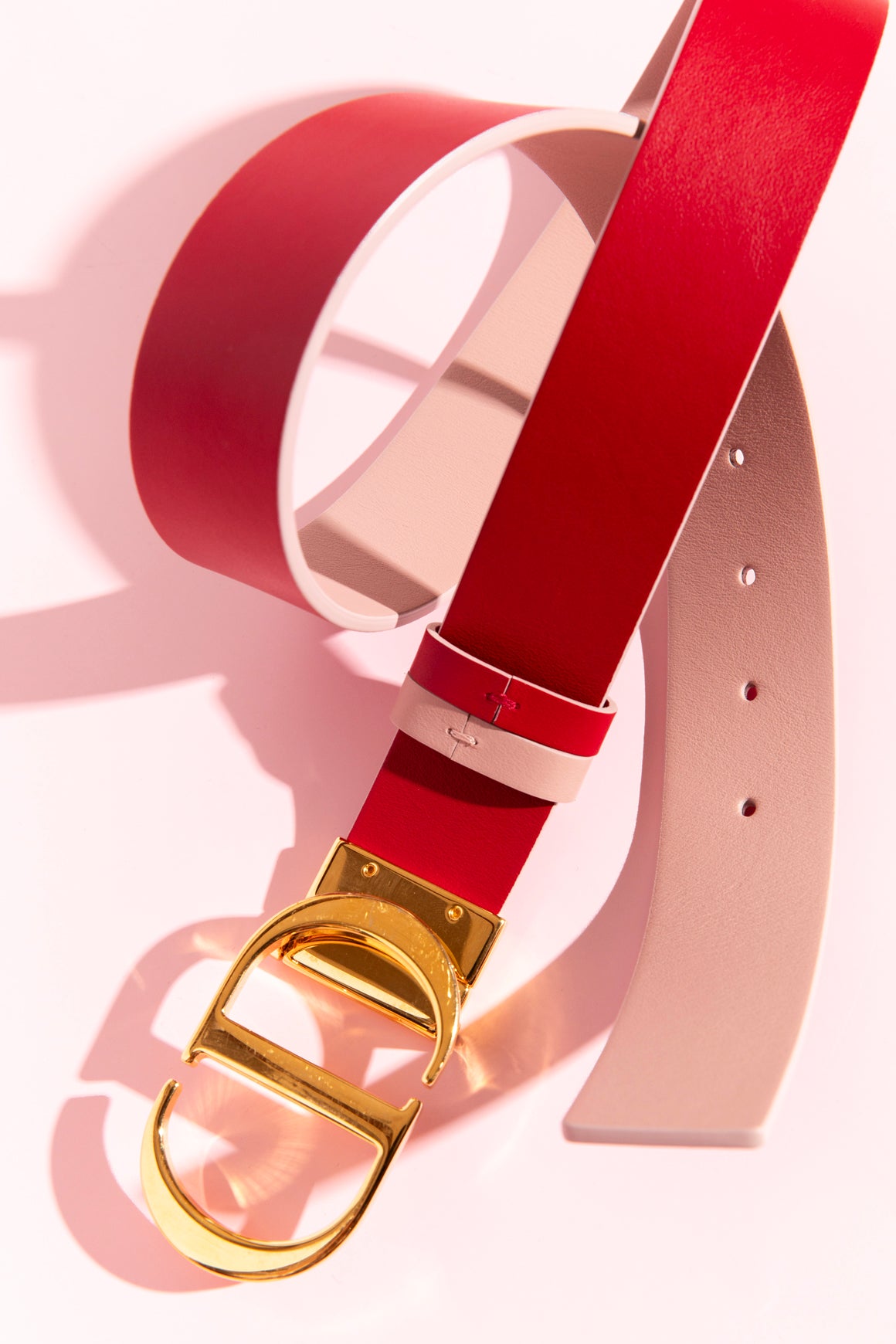 DIOR Red & Rose Reversible Montaigne CD Buckle Belt (Sz. 90)