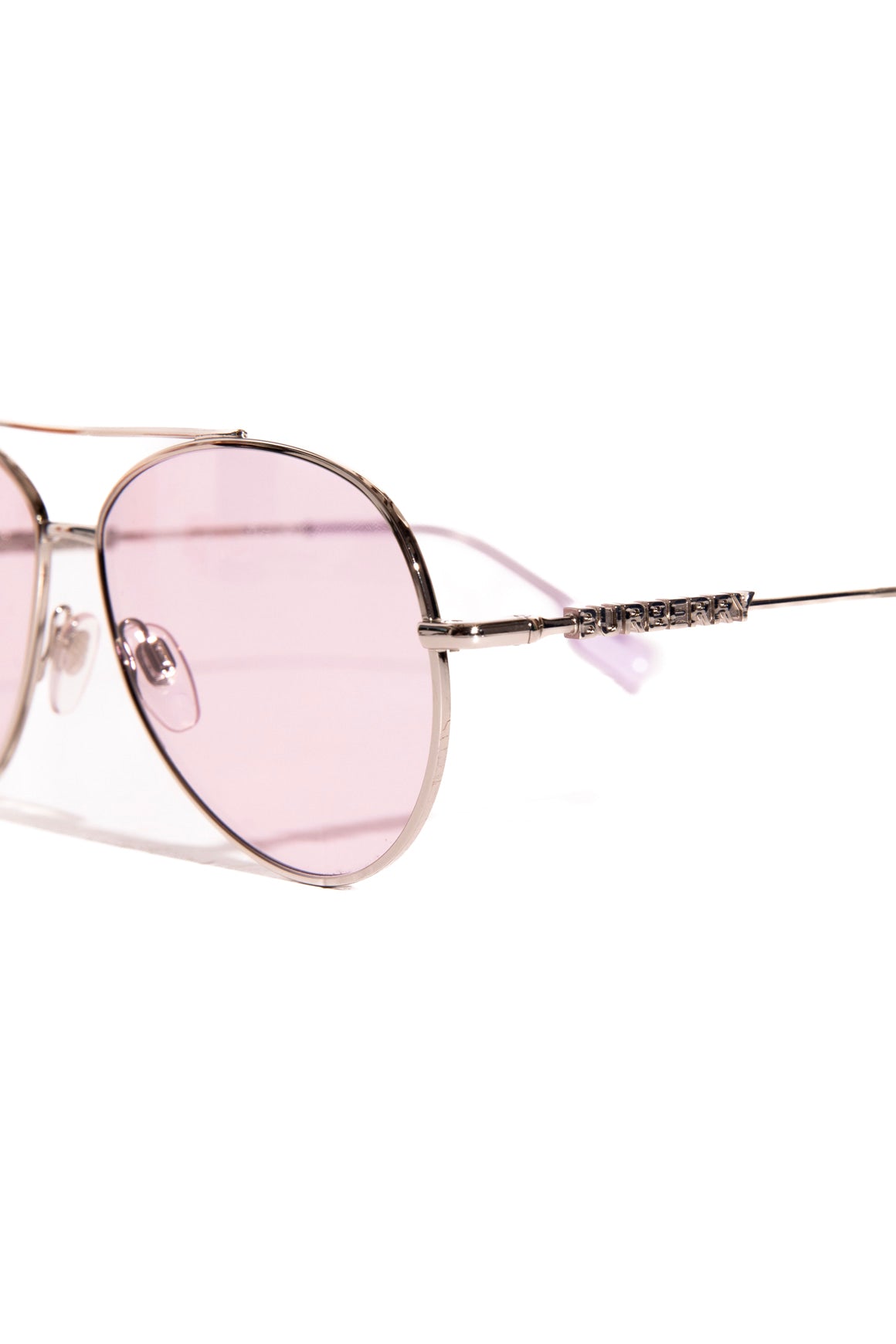 BURBERRY Silver & Purple Aviator Glasses