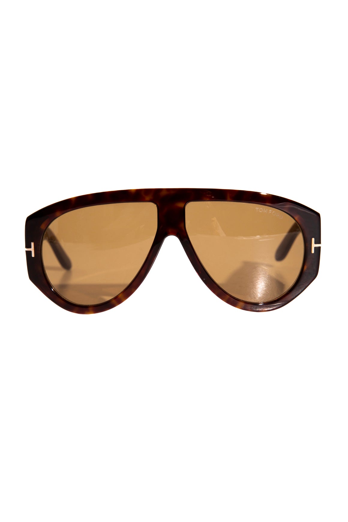 TOM FORD Brown Tortoise Shell Flat Brim Sunglasses