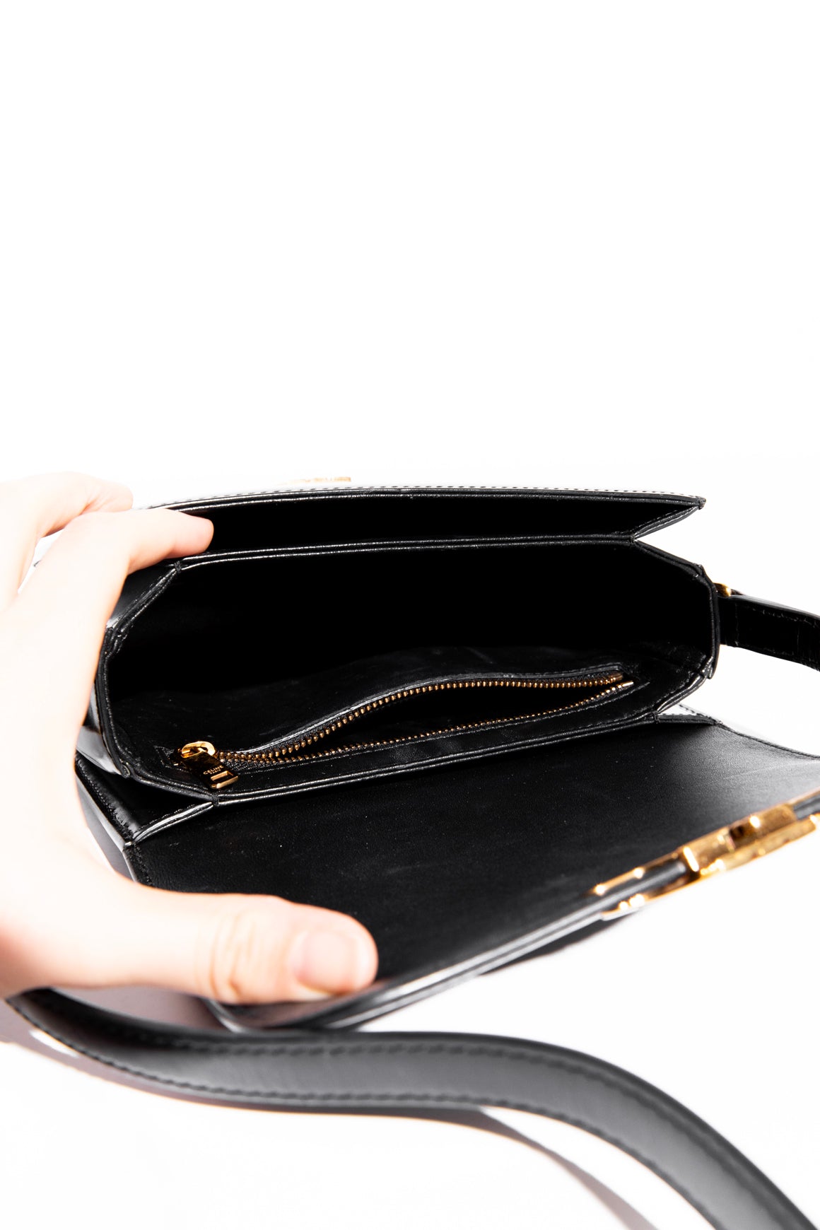 CELINE Teen Triomphe Bag In Shiny Calfskin