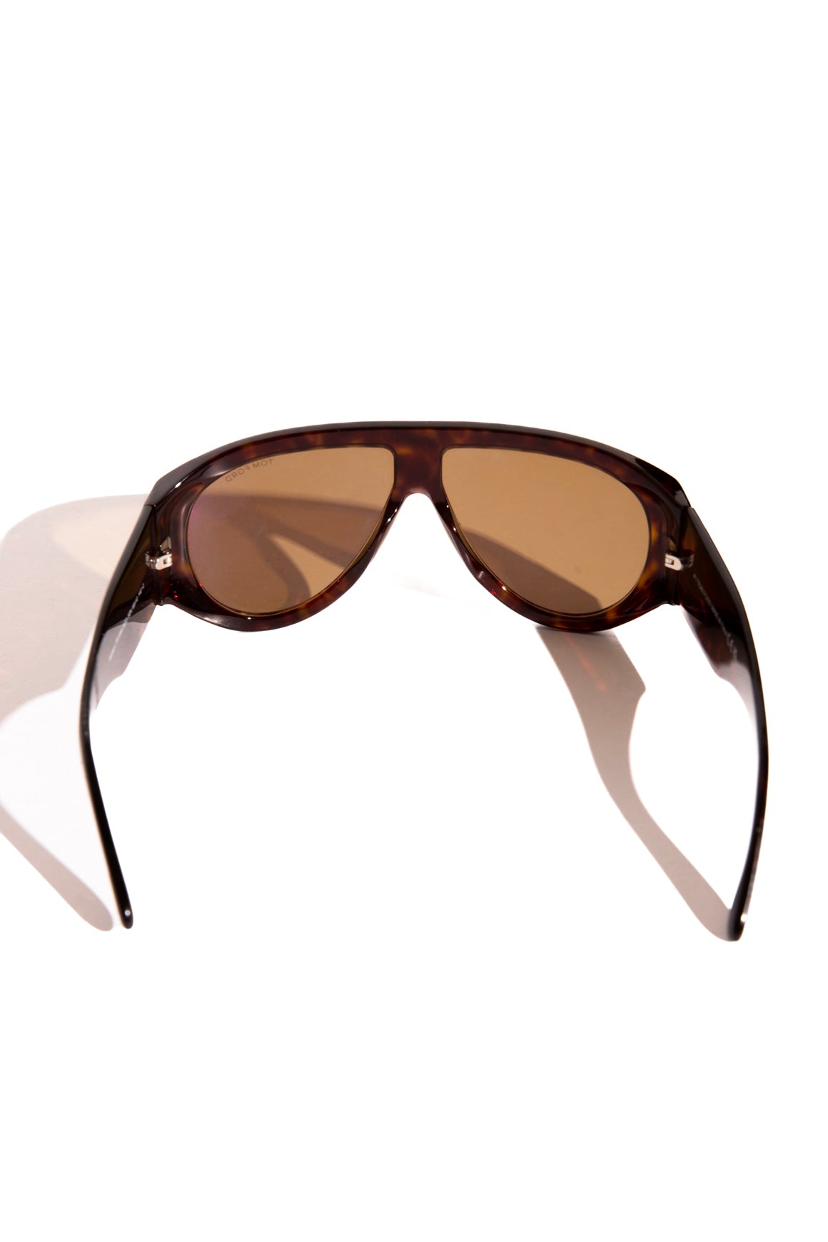 TOM FORD Brown Tortoise Shell Flat Brim Sunglasses