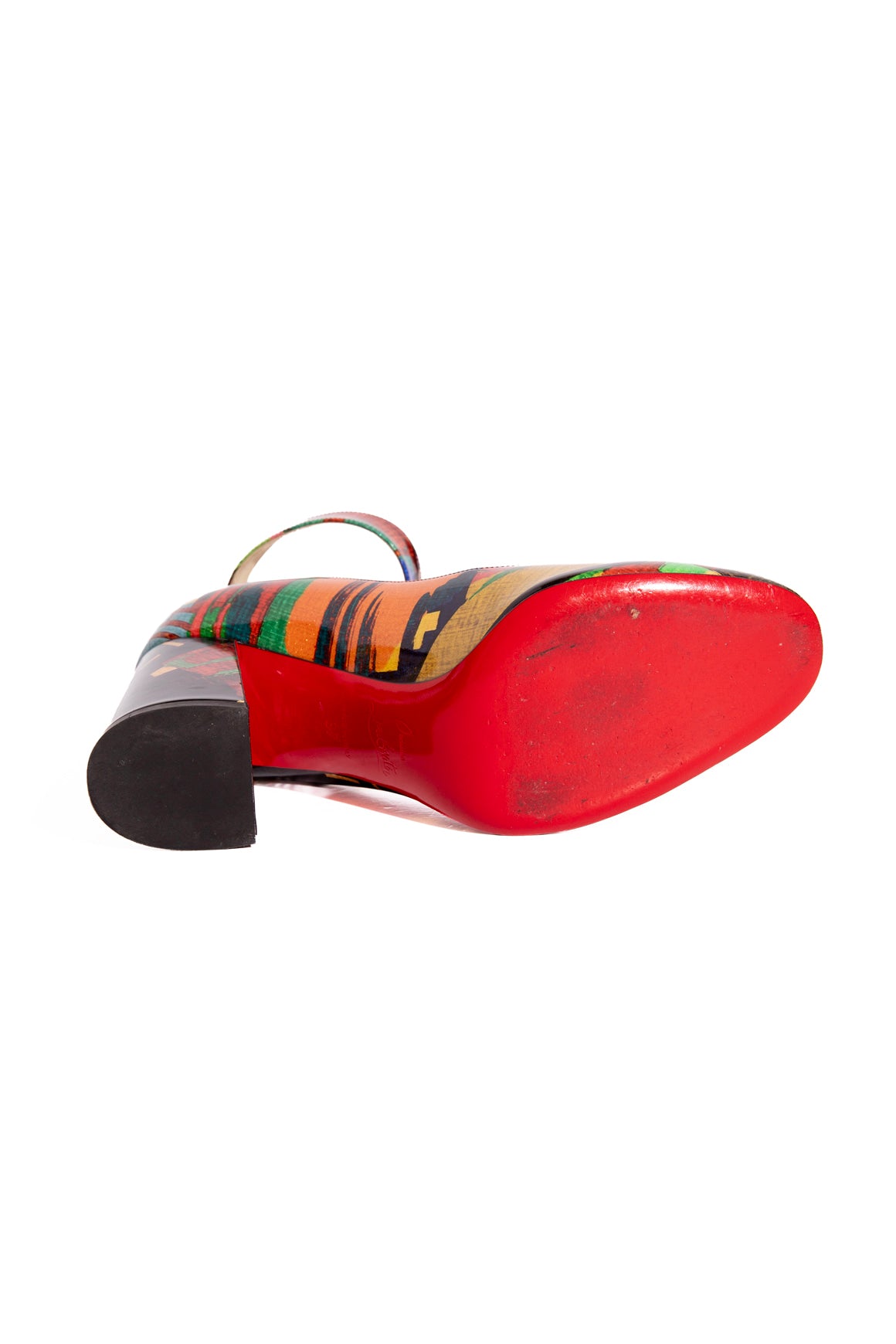 LOUBOUTIN Printed Patent Block Heels (Sz. 37)